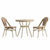 Flash Furniture Lourdes French Bistro 31.5in. Tbl, Natural/Wht PE Rattan, Glss Top w/2 Stck Chairs - Light Natural SDA-AD641012-80-2001-F-NATWH-LTNAT-GG